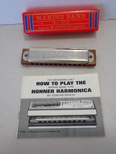 Vintage Red M Hohner Marine Band Harmonica No. 364 - 12 hole key of C - Germany