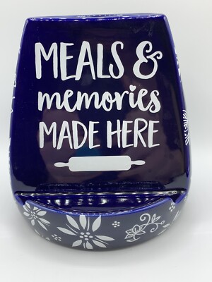 Temp-tations Classic Tablet Utensil Blue/W Meals & Memory Made Here Ceramic