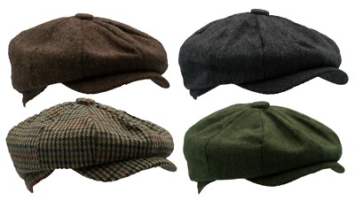 Walker and Hawkes - Unisex 8 Panel Zeitungsjunge Bakerboy Herringbone Wollkappe