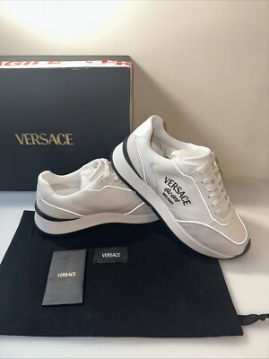 Versace Herren Milano Runner Sneaker Leder Turnschuhe Größe 7 UK 41 EU