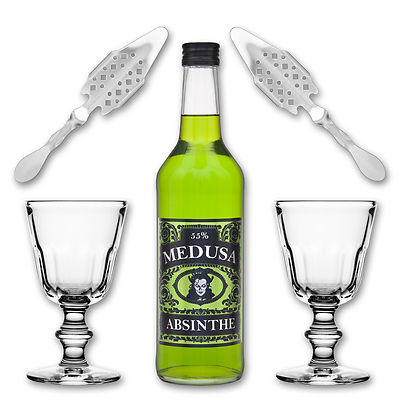 Medusa Absinth Green + 2x Absinthglas Perigord + 2x Absinthlöffel Losanges 41