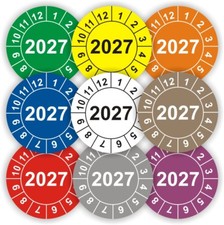 Pr&uuml;fplaketten Jahresplaketten BGV UVV DGUV &Oslash;:20mm-40mm UV-BEST&Auml;NDIG-WASSERFEST