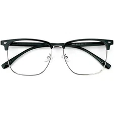 Wide Browline Glasses Frame for Big Face Head Men Extended Fit Square Eyeglasses