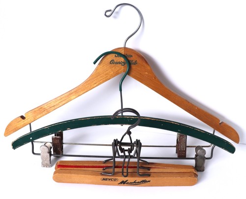 Paket 3 Vintage Holz Kleiderbügel Werbung Meer CC & 1 Hose Rock - Bild 14 von 14