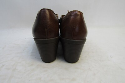 Born Womens Size 8 M Brown Leather Zip Buckle Heeled Ankle  display picture 3