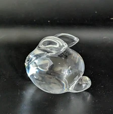 Steuben Crystal Rabbit Vintage Hand Cooler Signed Figurine Paperweight 3"