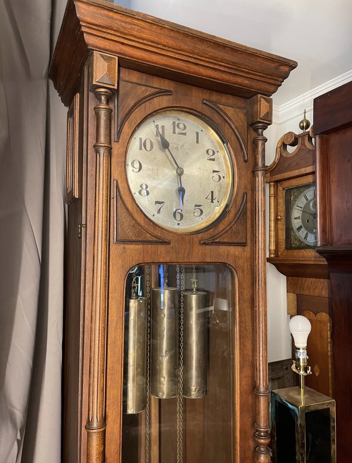 Antique Early 1900s German Gustav Becker Grandfather Clock Quarter