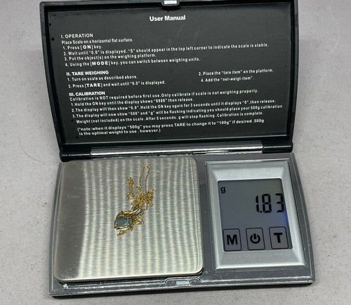 14kt Gold Diamond Heart Aquamarine Pendant With 14K 18 Inch Chain - Picture 5 of 7