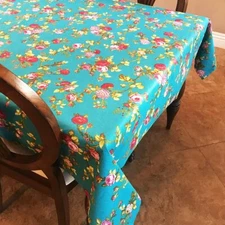 lovemyfabric Vintage Floral Cotton Tablecloth for Birthdays, Special Events