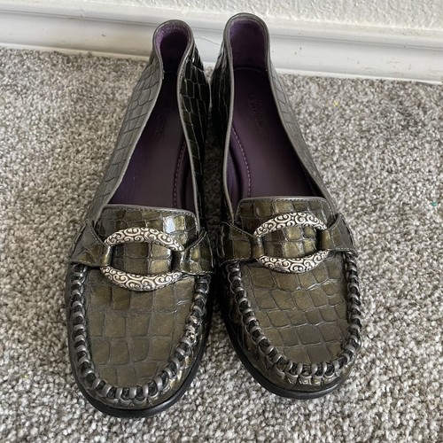 BRIGHTON Medley Croc Embossed Loafers 8.5 N Patent Leather Classic Flat Shoes - Picture 3 of 10