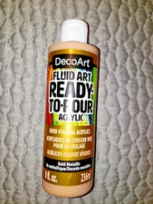 DecoArt Fluid Art Ready-To-Pour Acrylic Paint Gold Metallic 16 Fl. Oz.