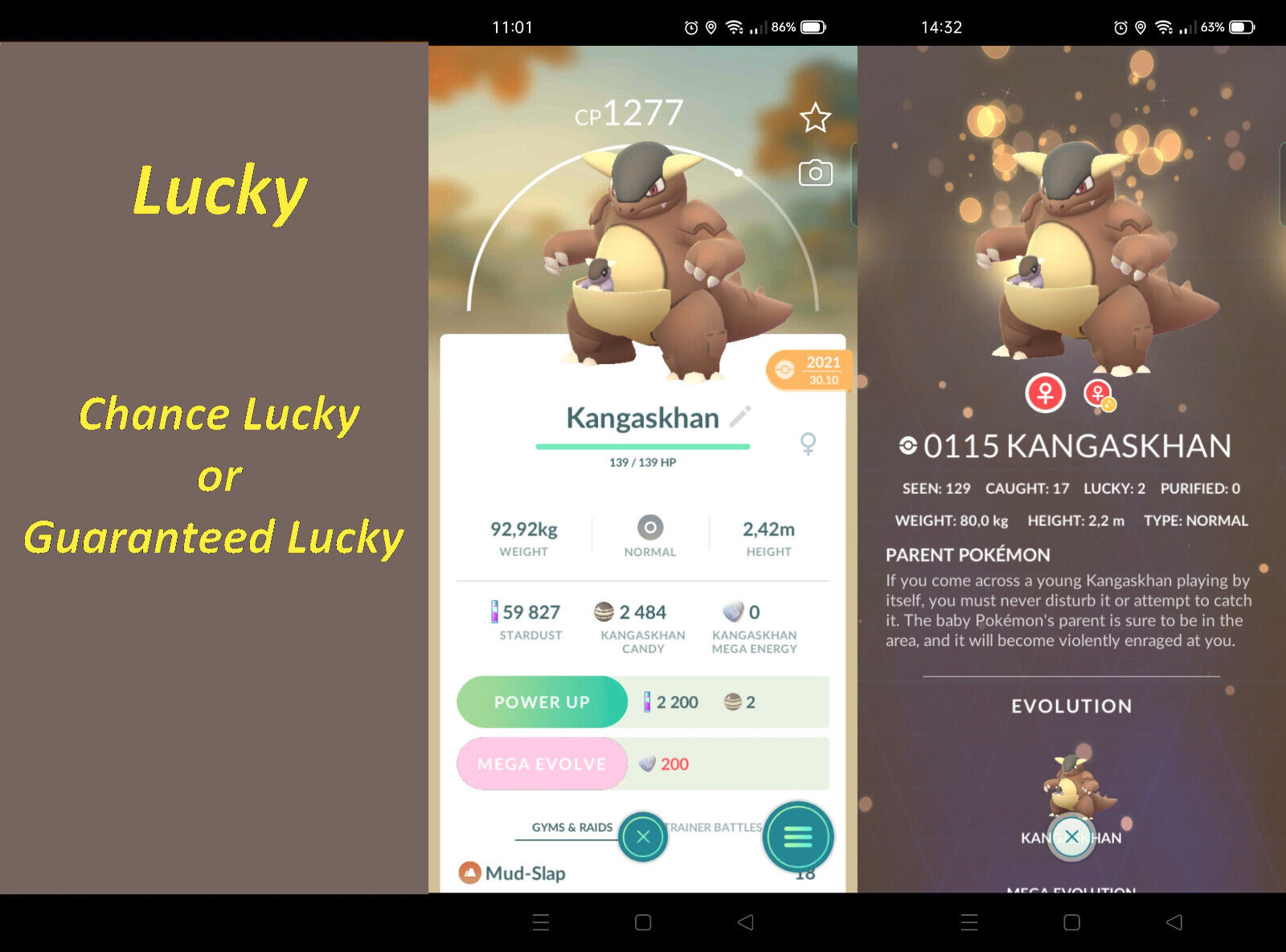 0115 Kangaskhan - Chance or Guaranteed Lucky - Pokemon Go