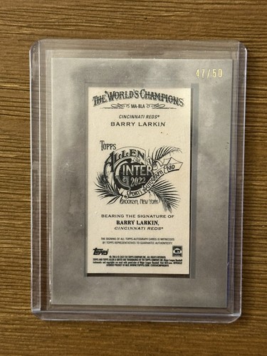 2022 Allen & Ginter X Framed Mini Baseball Silver Frame /50 Barry Larkin Auto - Picture 2 of 2