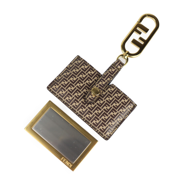FENDI key ring 7AS049 Mirror holder Micro FF Bag charm leather