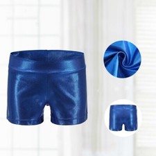 Kids Girl Metallic Shiny Dance Pants Shorts Gymnastics Dancewear Ballet Gym