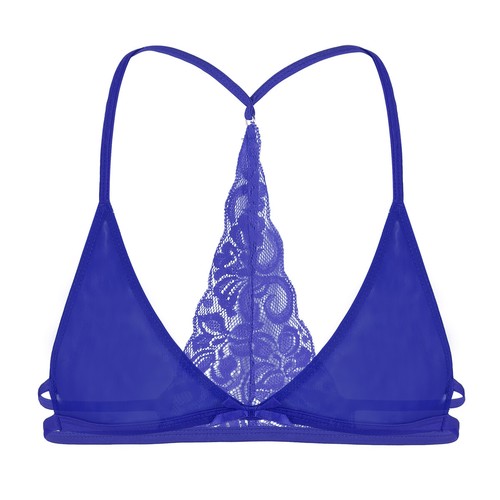 Men Sissy Lace See Through Bra Wire-Free Bralette Y-shape Tops Cosplay Costume - Picture 16 of 38