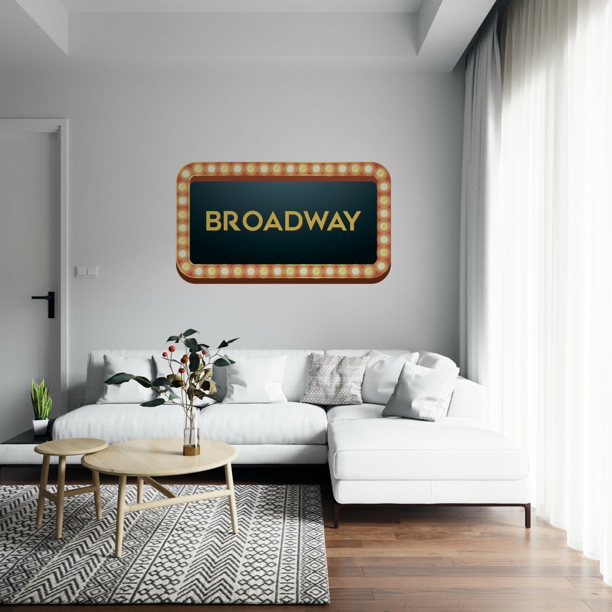 Vinyl Adhesive Home Art Theatre BROADWAY Sign Board Led Lights