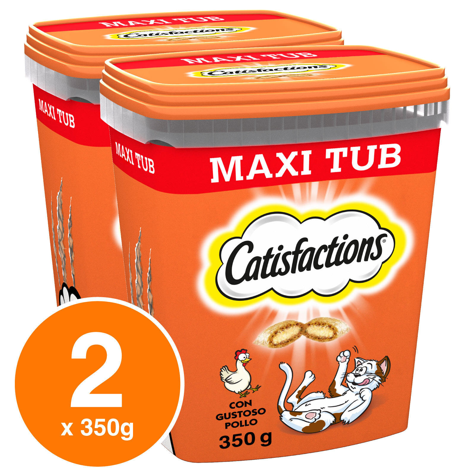 Catisfactions Snack al Pollo Croccanti Gustosi e Ripieni per Gatti Maxi Tub...