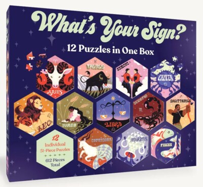 NEU BOX WHAT'S YOUR SIGN 12 x 51 Stück PUZZLEs ASTROLOGIE STERNZEICHEN