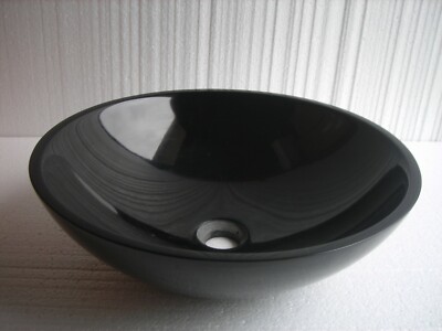 SCHWARZ schlank MARMOR STEIN RUND WASCHBECKEN WASCHSCHALE BADEZIMMER 42CM LUXUS