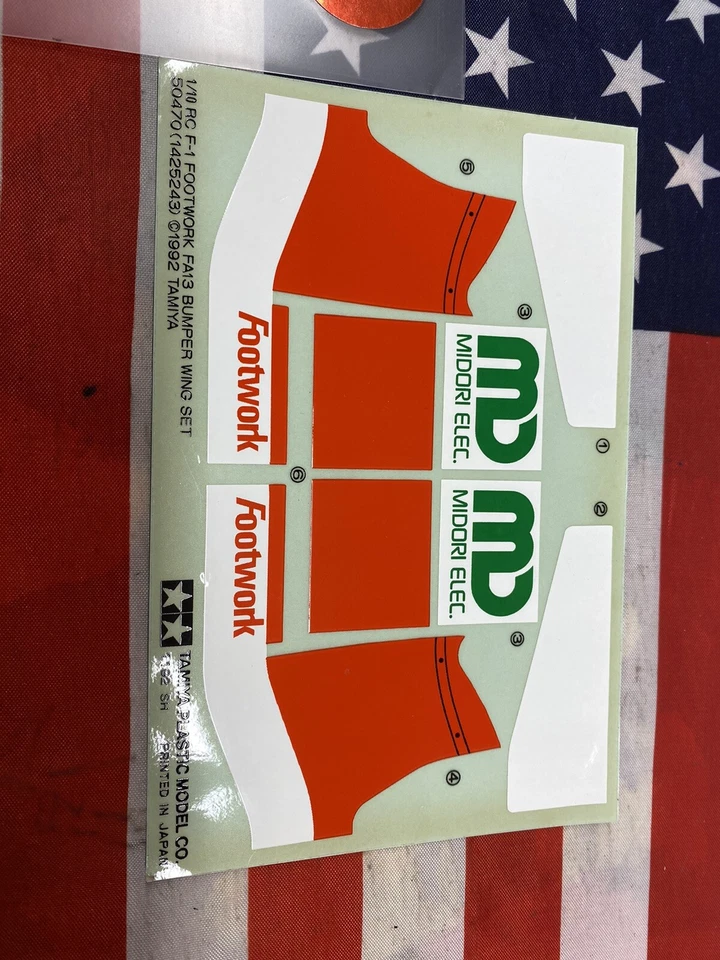 VINTAGE TAMYIA 1/10 F-1 FOOTWORK FA13 Decal/Sticker Bumper Wing Set NEW USA SHIP - Image 4 of 4