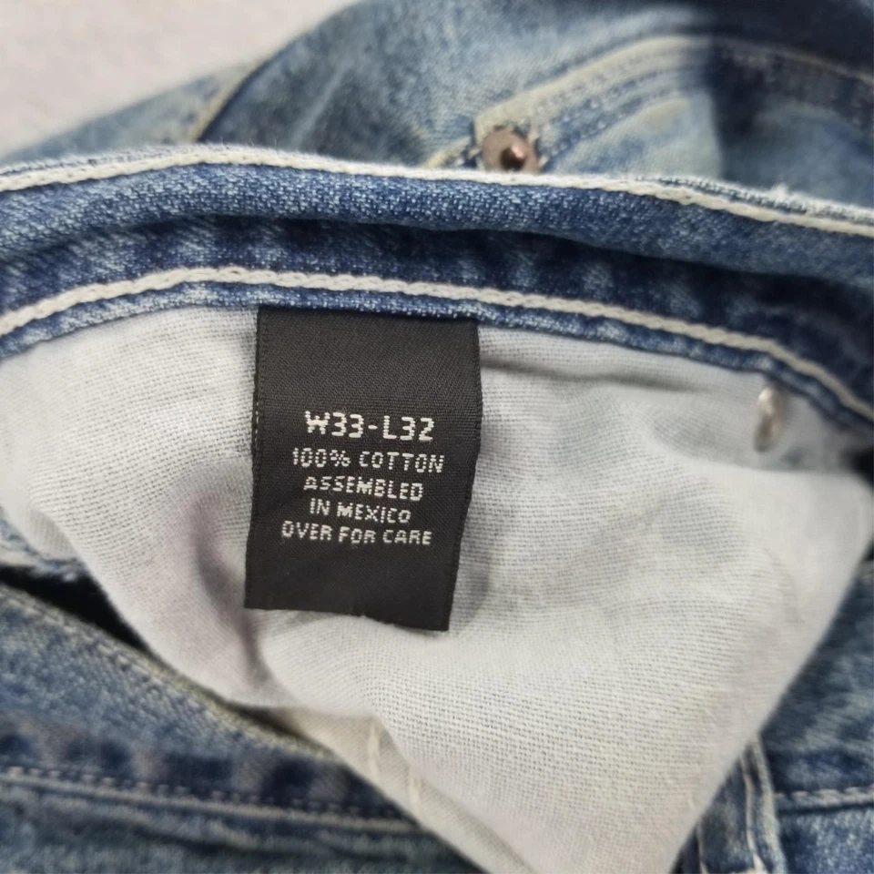 复古结构牛仔裤男式尺寸 33x32 木匠破损 100% 棉 — 第 3/4 张图片