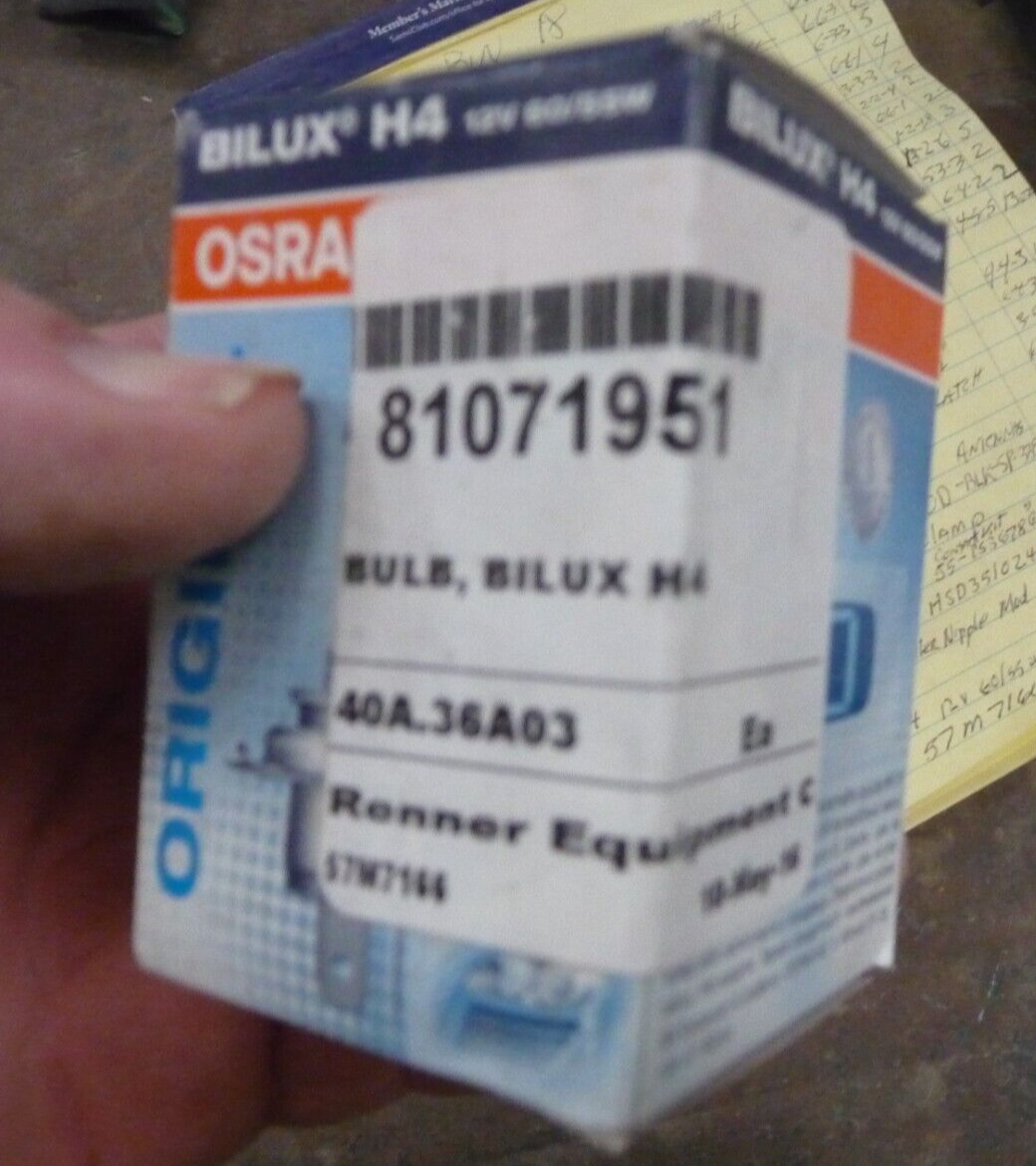 Lot Of 12 Osram Bilux Halogen Headlight Bulb H4 12 Volt 60/55W