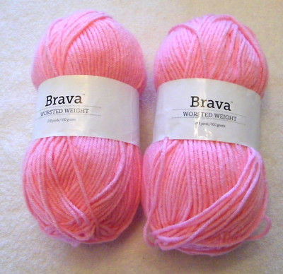 2 Skein Lot Knit Picks ''Brava'' Worsted Acrylic Yarn in Cotton Candy Pink