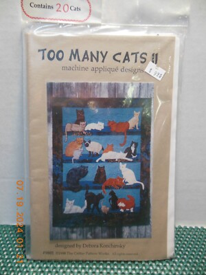 Critter Pattern Works # 9801 Too many Cats 2- Applique Quilt- New in Plastic