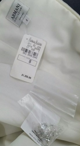 Armani Collezioni Sequin Beads Silver Stitch Sweetheart Bridal Bodice Only New - Picture 4 of 12