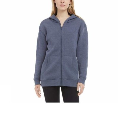 Danskin Ladies' Full Zip Ultra Cozy Hooded Jacket Stonewash Heather XXL  (18)