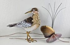 Bovano  Wall Sculpture  Sandpiper w Clam Shells Reeds W320 NOS 14.5" X 8"