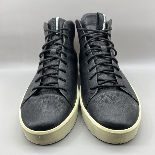 ECCO Soft 8 High Top Boots Men Size 12 12.5 US, 46 EU Black Leather Ankle Shoes - Picture 2 of 10