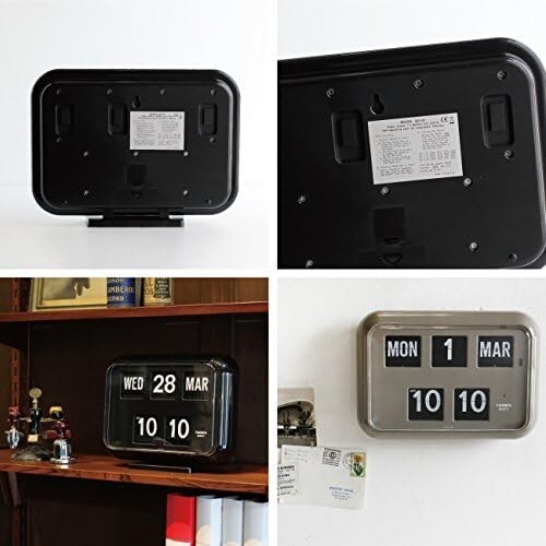 TWEMCO Flip Clock QD-35-Black Interior Clock Quartz Table