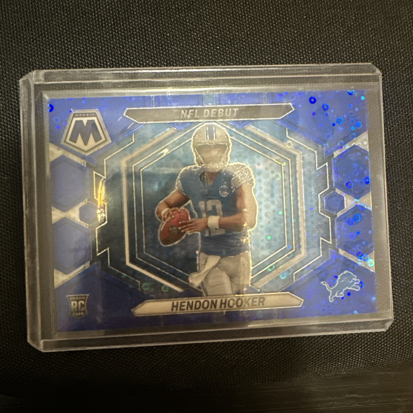 2023 Mosaic Hendon Hooker Blue Disco No Huddle /75 NFL Debut Lions Rookie