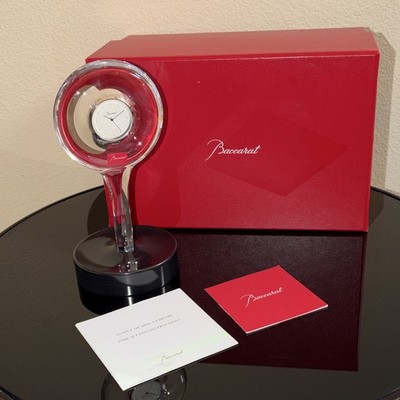 Baccarat Crystal Desk Clock Analog Clear Hypnos Pendulette 