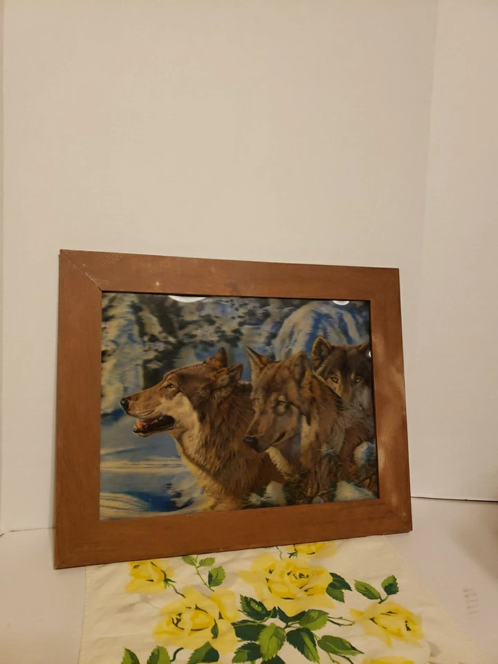 Wolf Wall Art Print 3D Lenticular Holographic Dimensional Framed - Image 2 of 4