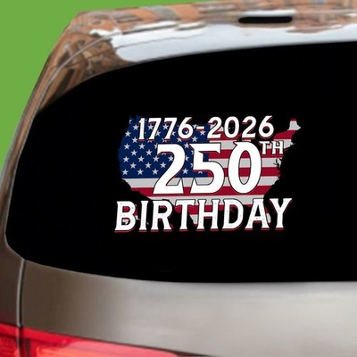 1776-2026 250th Birthday Patriotic American Gift USA Flag Map Sticker Decal