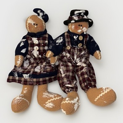 Gingerbread Boy& Girl Plaid Outfits Whimsical Powder Sugar Plaid Outfits Preowne