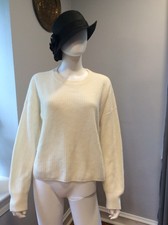 100 Cashmere Ivory V Neck Sweater Size Large
