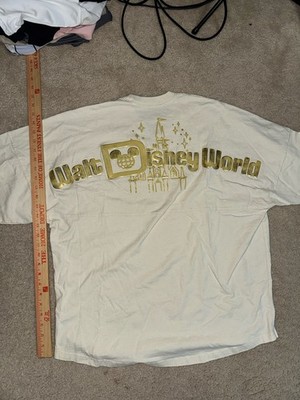 Walt Disney World Gold Pixie Dust Glitter Castle Spirit Jersey Size LARGE - NEW