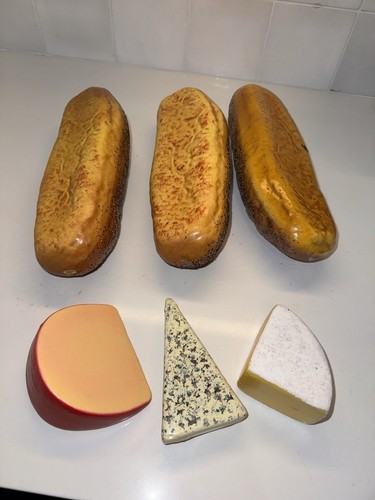 VTG Lot Of 6 Charcuterie Board Bread Cheese Loaf Bree Cheddar Poppyseed Movie
