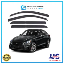 Black Window Vent Visors Rain Guards Deflector For INFINITI Q50 2014-2024