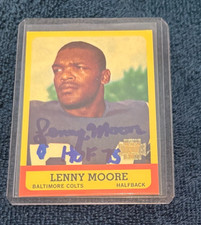 LENNY MOORE AUTOGRAPHED 2001 TOPPS ARCHIVES CARD W/COA & HOF 75