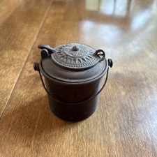 Vintage Antique Cast Iron Melting Glue Pot 2 Piece Bail Handle Ornate