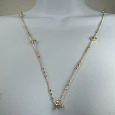 KENDRA SCOTT Gold Tone Necklace 35” Clear Stones Classic Floral Design Jewelry