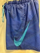 Nike Swim Trunks/Shorts Men  s Size XXL Drawstring Blue w/Teal Swoosh