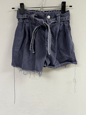 Zara Kids Girls High-waist Paperbag Cutoff Denim Shorts Dark Wash Size 9