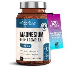 VitaBright Magnesium Glycinate Complex 6in1 | 2500mg, 485mg Elemental | 120 C... 0.29 per thousand milligrams