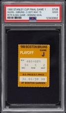 5/15/90 PETR KLIMA 3OT GWG Gm# 1 STANLEY CUP FINALS Oilers v Bruins TICKET *PSA